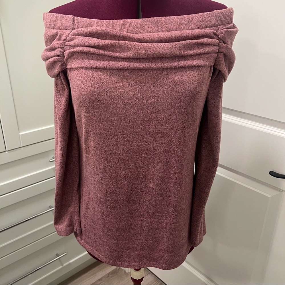 LILY MORGAN Off-Shoulder Pink Sweater Rayon Blend Size Large Stretch